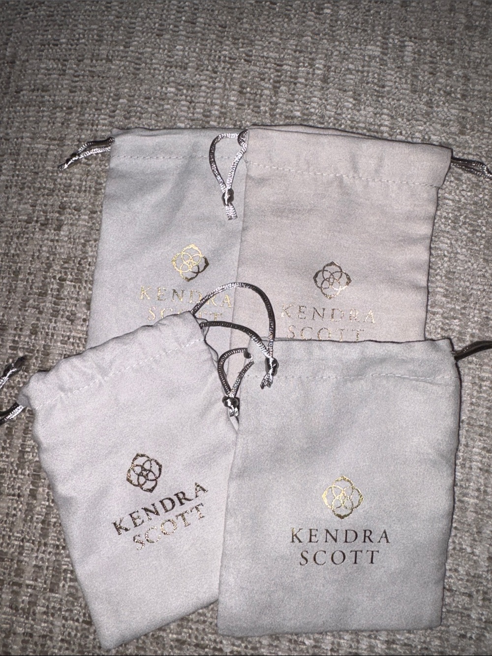 Kendra Scott Gold Logo Drawstring Jewelry Pouches - Cream